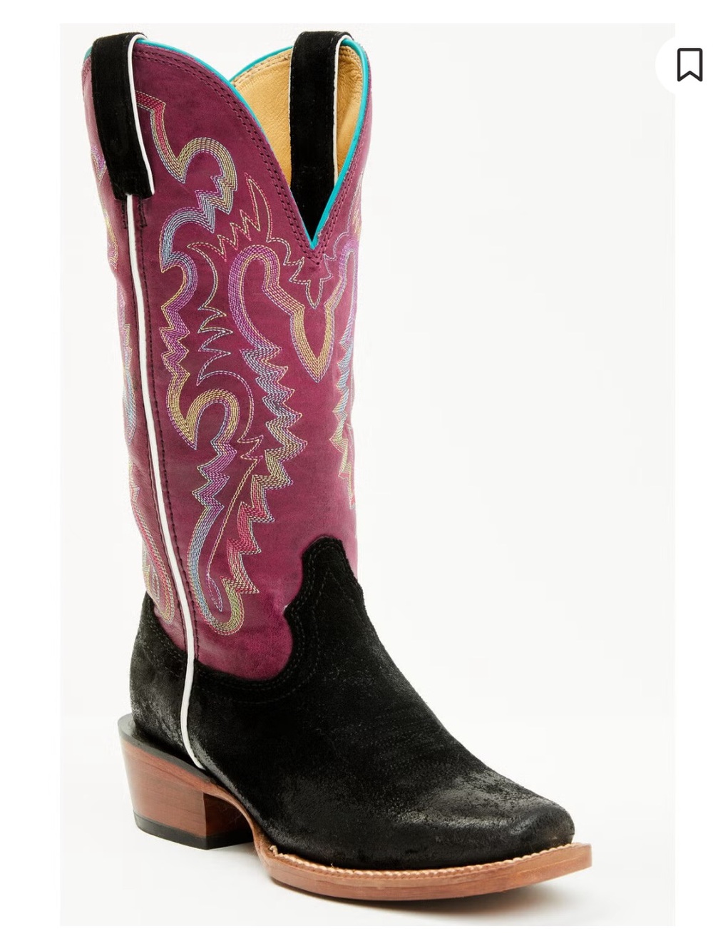 NWT Justin Women’s Breaking News Suede Leather Western Boots-Square Toe Size 8.5